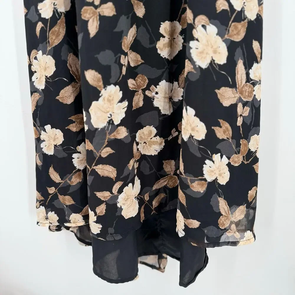 Petal & Pup Lucah Dress Size Large Frill Floral Maxi Wedding Formal Cocktail Blk - Picture 14 of 16